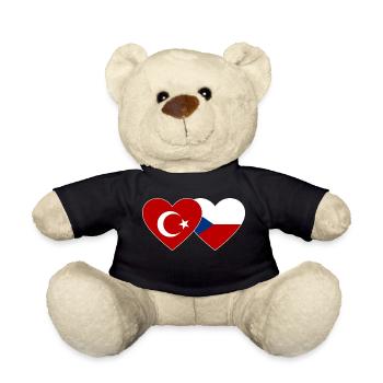 Türkei Tschechien Flagge Herz - Teddy - Schwarz - Vorne