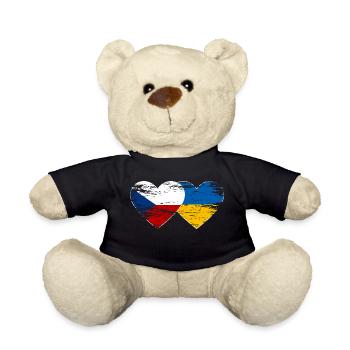 Tschechien Ukraine Flagge Herz used - Teddy - Schwarz - Vorne