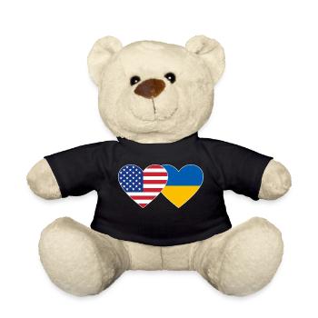 États-Unis Ukraine Flag Heart - Nounours - noir - Devant