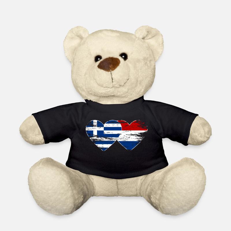 Greece Holland flag heart used - Teddy Bear - black