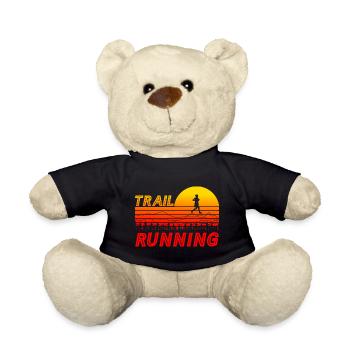 Trail running in orange sunset with mountains - Teddy Bear - black - Front