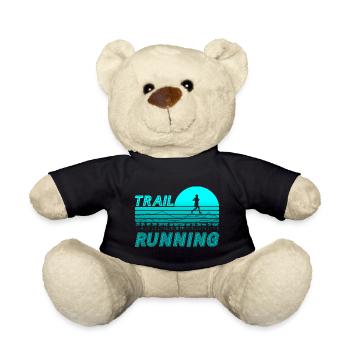 Trail running in the blue sunset with mountains - Teddy Bear - black - Front