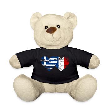 Grèce France drapeau coeur utilisé - Nounours - noir - Devant