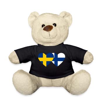 Suède Finlande Drapeau Coeur - Nounours - noir - Devant