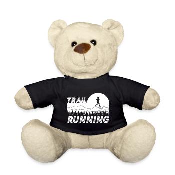 Trail Running Sunset with Mountains and Forest - Teddy Bear - black - Front
