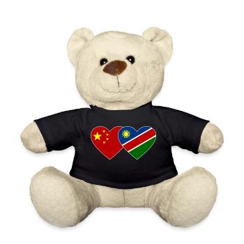 China Namibia Flag Heart - Teddy Bear - black - Front