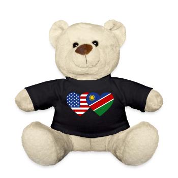 USA Namibia Flag Heart - Teddy Bear - black - Front