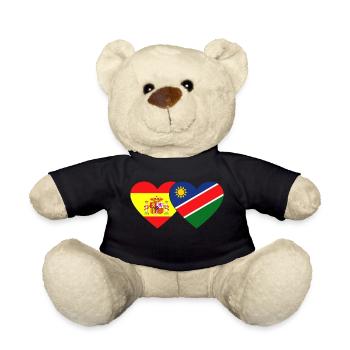 Spain Namibia Flag Heart - Teddy Bear - black - Front