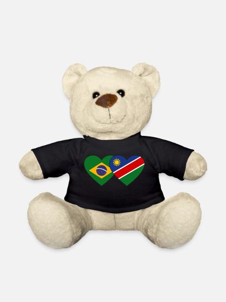 Brésil Namibie Flag Heart - Nounours - noir