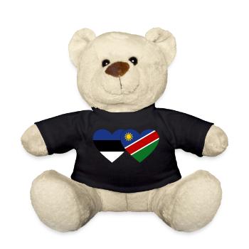 Estonia Namibia Flag Heart - Teddy Bear - black - Front