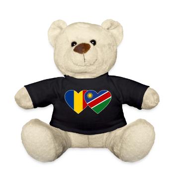 Romania Namibia Flag Heart - Teddy Bear - black - Front