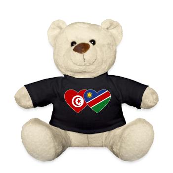 Tunisia Namibia Flag Heart - Teddy Bear - black - Front