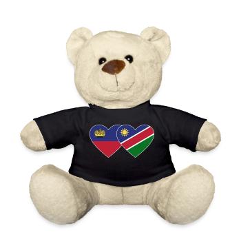 Liechtenstein Namibia Flag Heart - Teddy Bear - black - Front