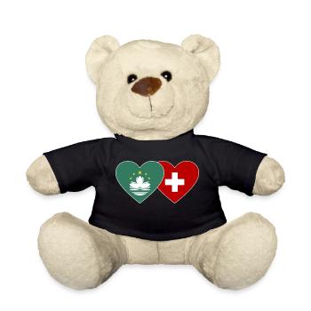 Macau Schweiz Flagge Herz - Teddy - Schwarz - Vorne