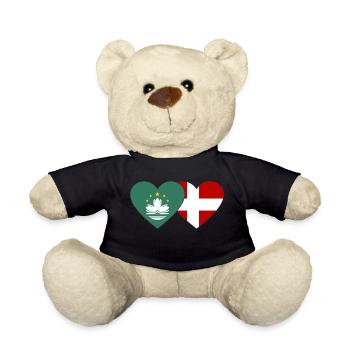 Macau Dänemark Flagge Herz - Teddy - Schwarz - Vorne