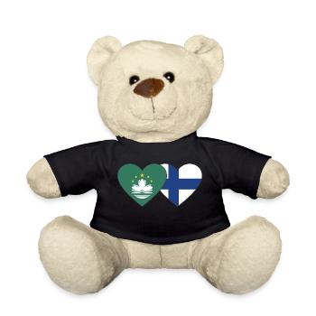 Macau Finnland Flagge Herz - Teddy - Schwarz - Vorne