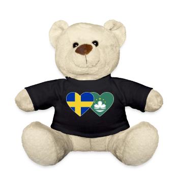 Schweden Macau Flagge Herz - Teddy - Schwarz - Vorne