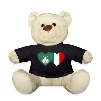 Macau Italien Flagge Herz - Teddy - Schwarz - Vorne