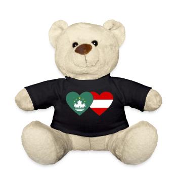 Macau Austria Flag Heart - Teddy Bear - black - Front