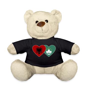 Albanien Macau Flagge Herz - Teddy - Schwarz - Vorne