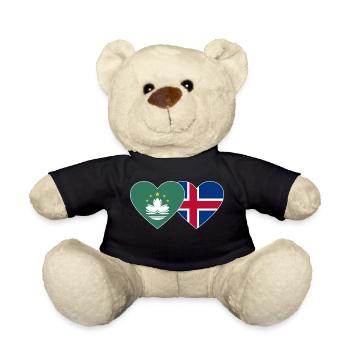 Macau Island Flagge Herz - Teddy - Schwarz - Vorne