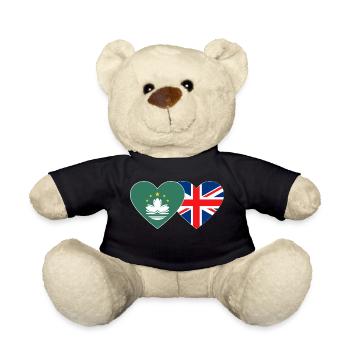 Macau Großbritannien Flagge Herz - Teddy - Schwarz - Vorne