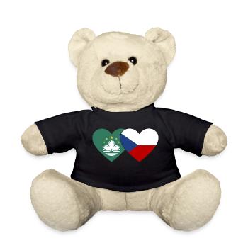 Macau Tschechien Flagge Herz - Teddy - Schwarz - Vorne