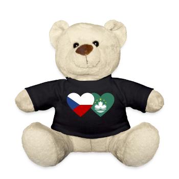 Tschechien Macau Flagge Herz - Teddy - Schwarz - Vorne