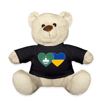Macau Ukraine Flagge Herz - Teddy - Schwarz - Vorne