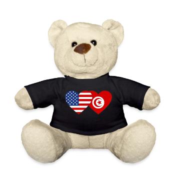 USA Tunesien Flagge Herz - Teddy - Schwarz - Vorne