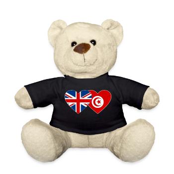 Großbritannien Tunesien Flagge Herz - Teddy - Schwarz - Vorne