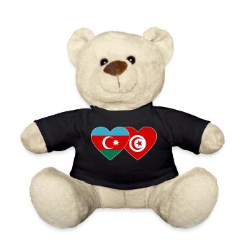 Azerbaycan Tunesien Flagge Herz - Teddy - Schwarz - Vorne
