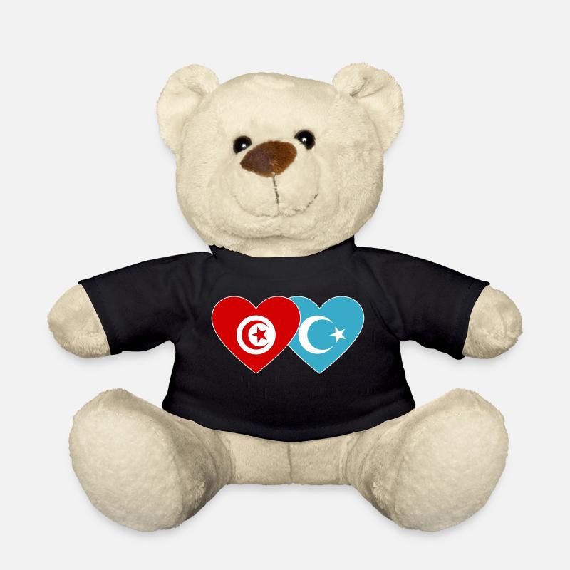 Tunesien Uiguren Flagge Herz - Teddy - Schwarz