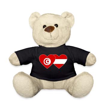 Tunisia Austria Flag Heart - Teddy Bear - black - Front