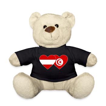 Österreich Tunesien Flagge Herz - Teddy - Schwarz - Vorne