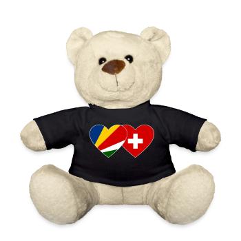 Seychelles Suisse Flag Coeur - Nounours - noir - Devant