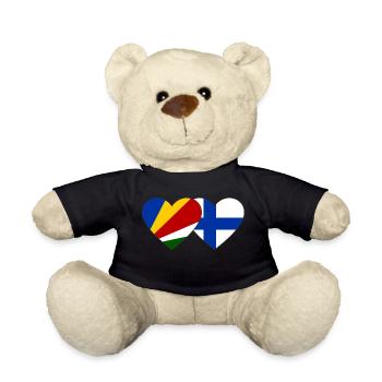Seychelles Finland Flag Heart - Teddy Bear - black - Front