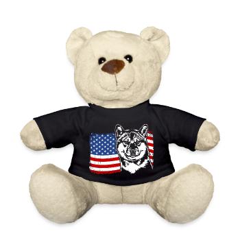 Shiba Inu Amérique Flag Chien Chiens Wilsigns - Nounours - noir - Devant
