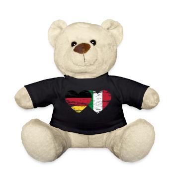 Germany Italy flag heart used - Teddy Bear - black - Front