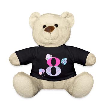 8th birthday mermaid - Teddy Bear - black - Front
