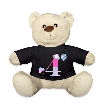 4th birthday mermaid - Teddy Bear - black - Front