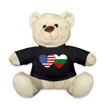 USA Bulgarien Flagge Herz - Teddy - Schwarz - Vorne