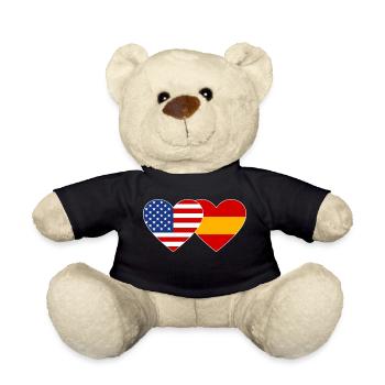 USA Spanien Flagge Herz - Teddy - Schwarz - Vorne