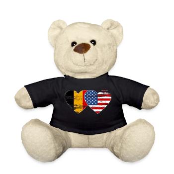 Belgium USA flag heart used - Teddy Bear - black - Front