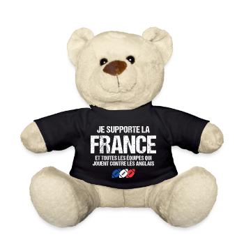 Je supporte la France et les équipes contre ENG - Nounours - noir - Devant
