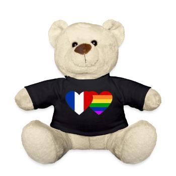 Frankreich Regenbogen Flagge - Teddy - Schwarz - Vorne