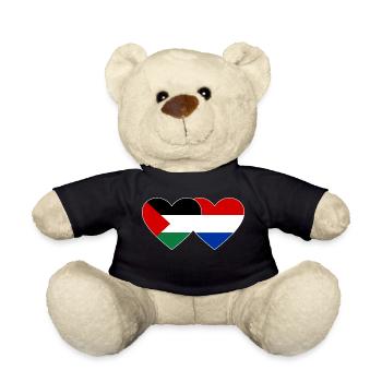 Palestine Holland Flag Heart - Teddy Bear - black - Front