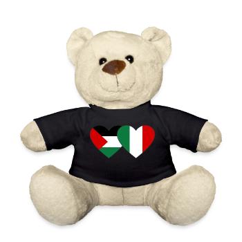 Palestine Italy Flag Heart - Teddy Bear - black - Front