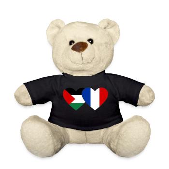 Palestine France Drapeau Coeur - Nounours - noir - Devant