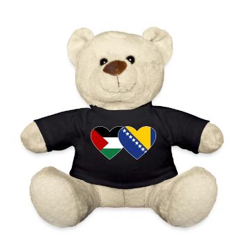 Palestine Bosnia Flag Heart - Teddy Bear - black - Front